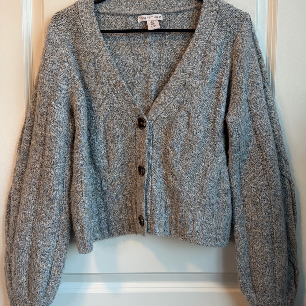 Sincerely Jules Heather Gray Cable Knit Cardigan